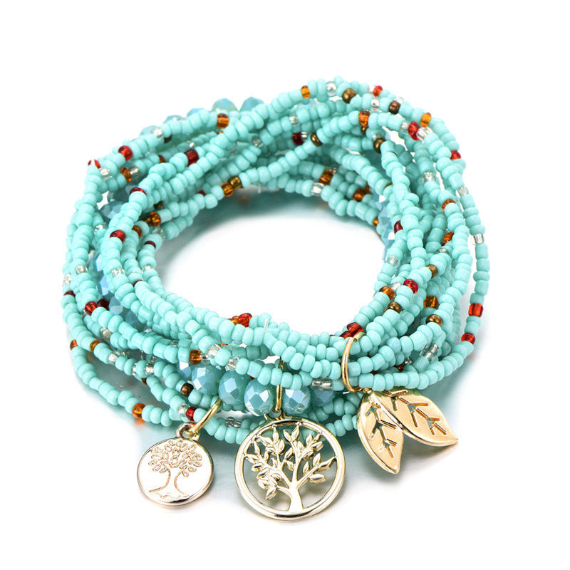 Bohemian Lucky Tree Ladies Tassel Multi-Layer Beaded Handmade Bracelet