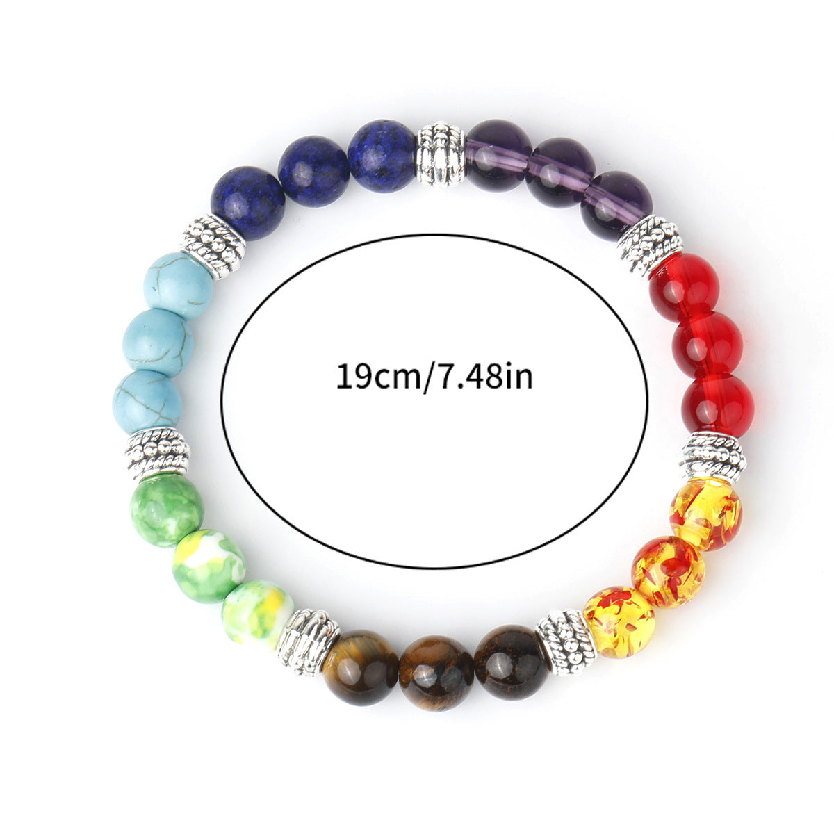 Colorful Natural Stone Bracelet Female Niche High-Grade Gold Spacer Beads Single Circle Elastic Bracelet Yoga Jewelry Wholesale