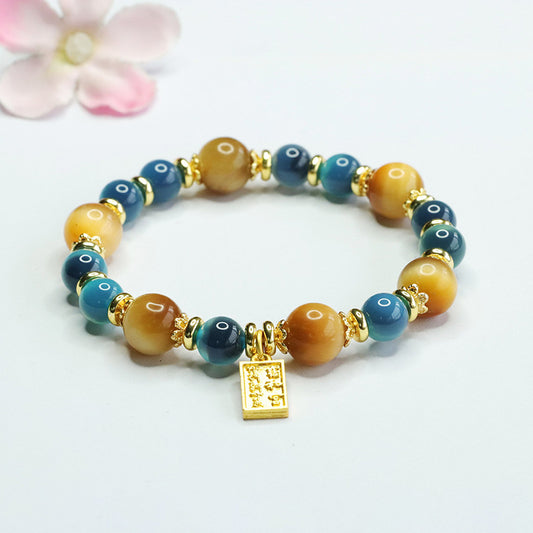 Gold Tiger Stone Sugar Heart Agate Bracelet