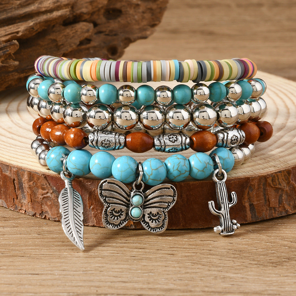 5 Sets Bohemian Butterfly Stackable Bead Bracelets