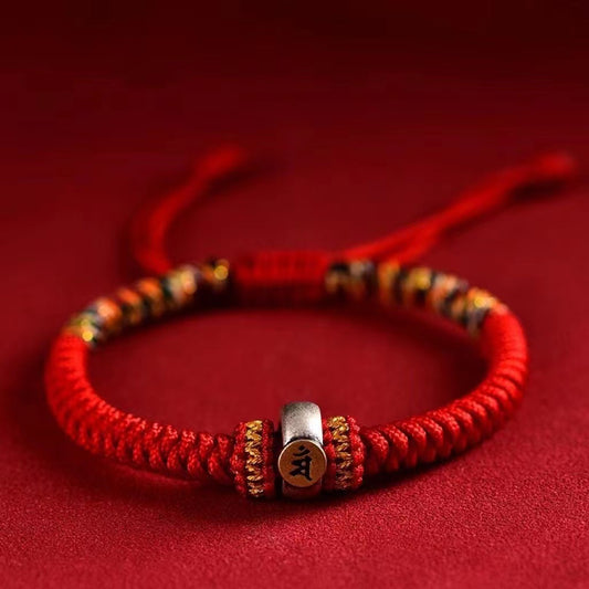 Tibetan Red Rope Amitabha Buddha Bracelet - Spiritual Life Companion