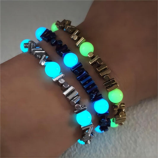 Geometry Rectangle Haematite Street Fashion All-Match Luminous Bracelet