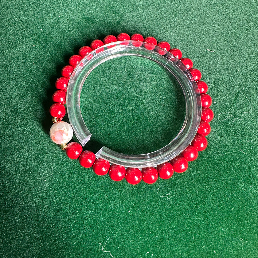 Natural Red Cinnabar and Shoushan Stone Bracelet - Boosts Confidence and Courage