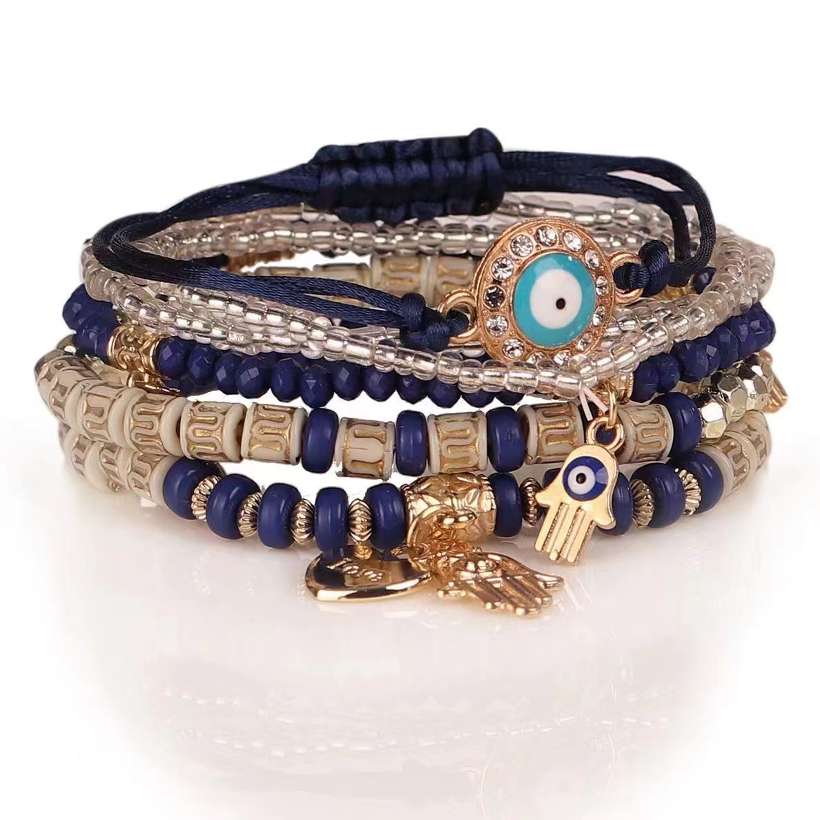 Bohemian Creative Devil's Eye Bracelet Palm Love All-Match Bead Multi-Layer Bracelet