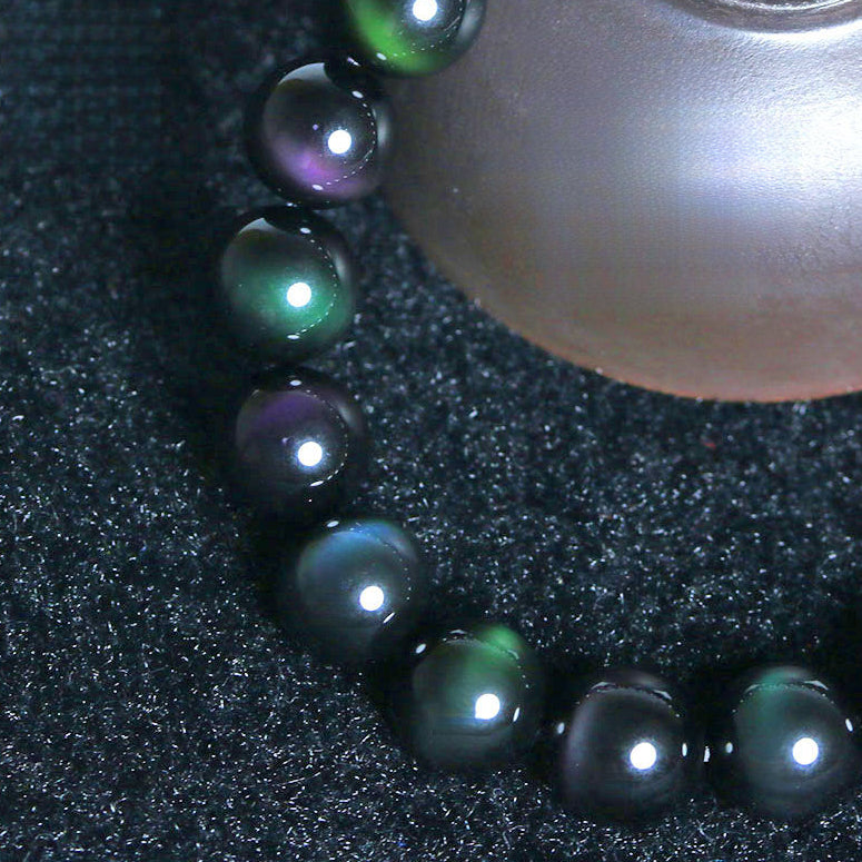 Natural Rainbow Tiger Eye Obsidian Bracelet Protection & Luck