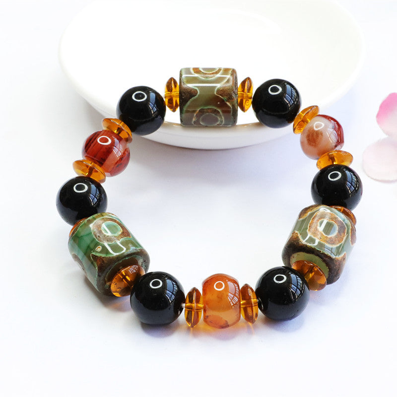 Tibetan Devil's Eye Red Agate Chalcedony Bracelet - Boosts Inner Peace and Serenity