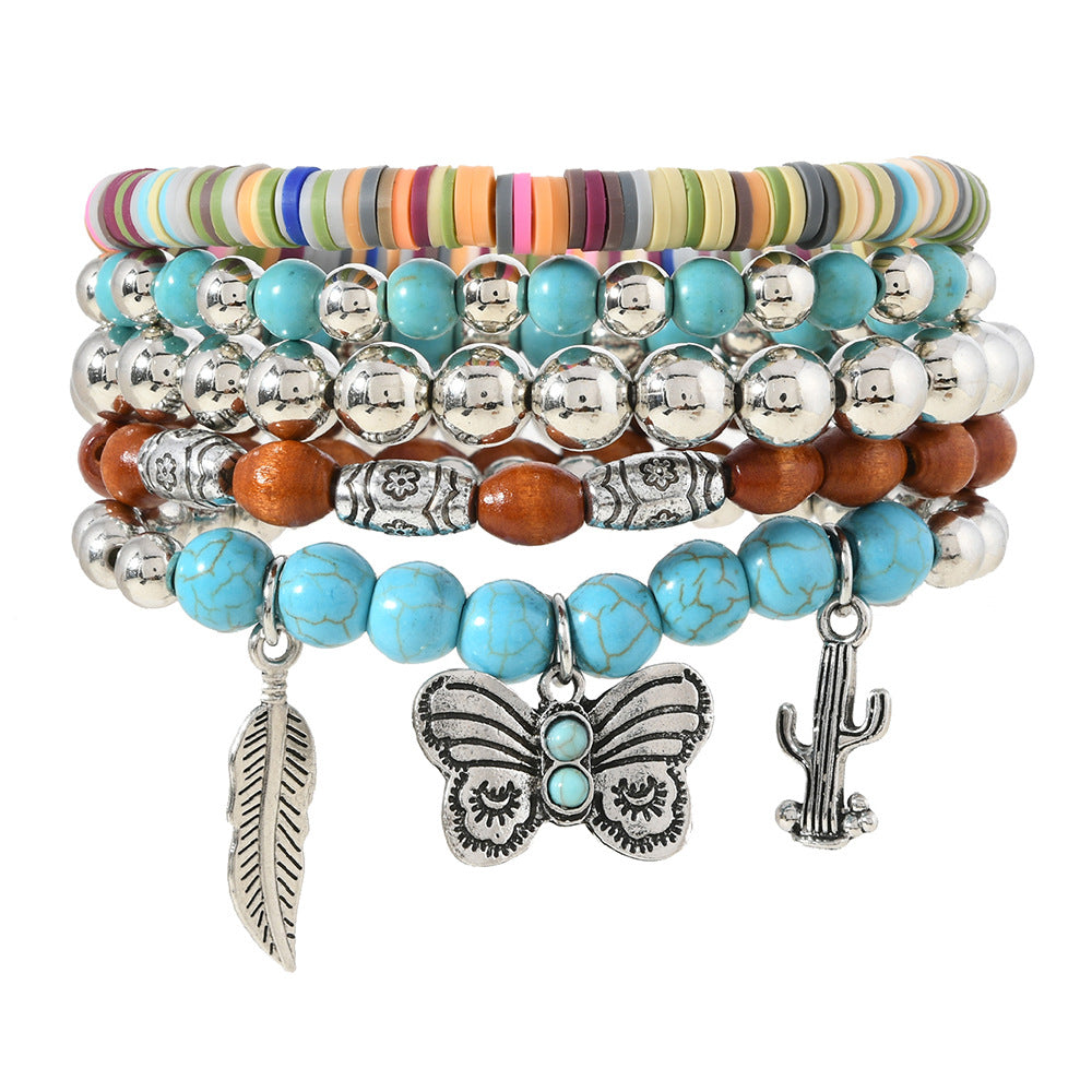 5 Sets Bohemian Butterfly Stackable Bead Bracelets