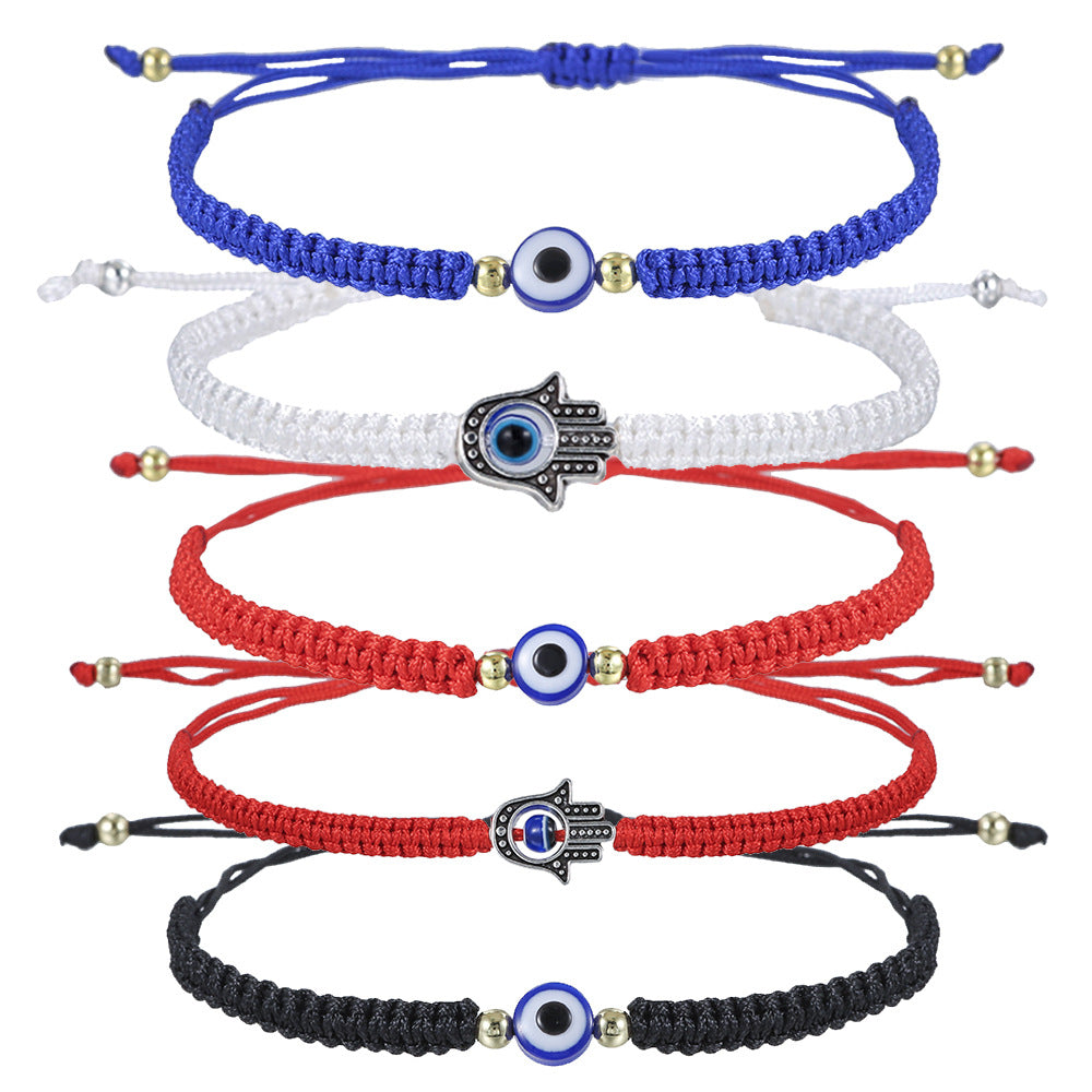 Woven Bracelet Fatima Palm Evil Eye Woven Adjustable Bracelet