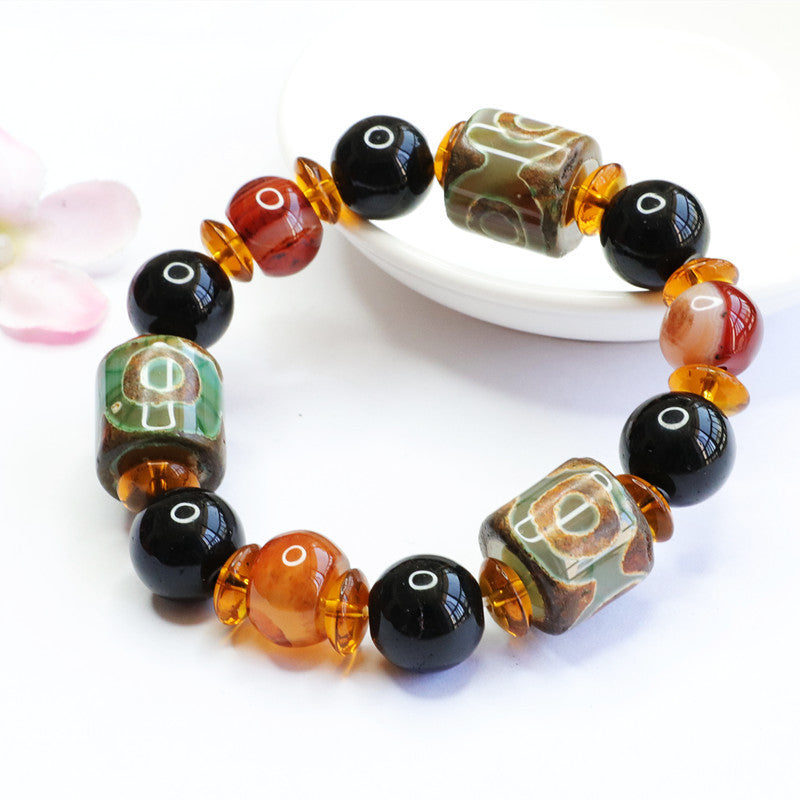 Tibetan Devil's Eye Red Agate Chalcedony Bracelet - Boosts Inner Peace and Serenity