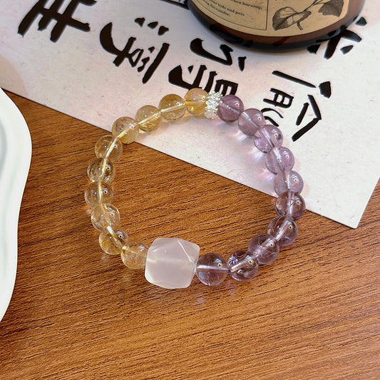 Natural Amethyst Yellow Tower Crystal Bracelet Elastic Bracelet New Bracelet Ornament