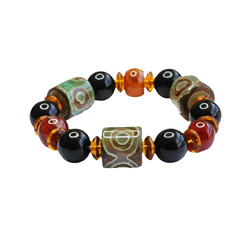 Tibetan Devil's Eye Red Agate Chalcedony Bracelet - Boosts Inner Peace and Serenity