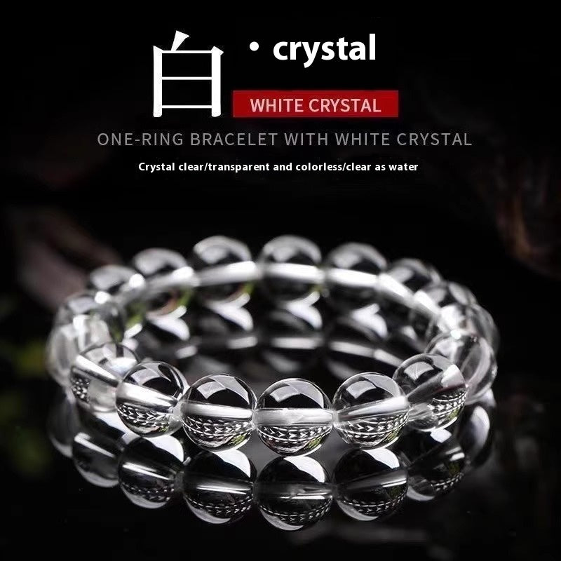 Natural white crystal single-strand bracelet