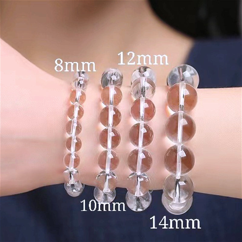 Natural white crystal single-strand bracelet