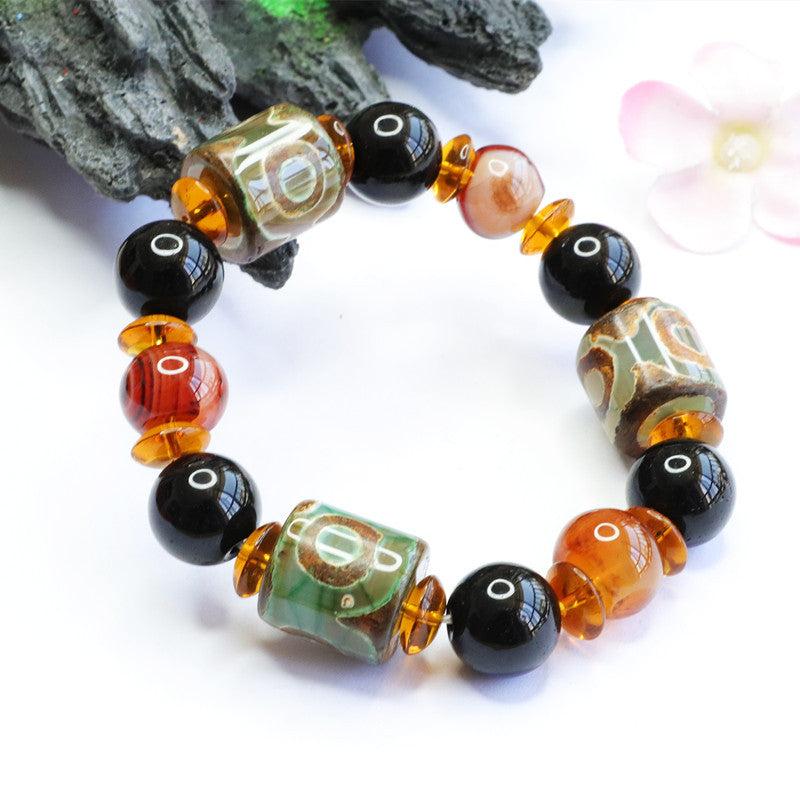 Tibetan Devil's Eye Red Agate Chalcedony Bracelet - Boosts Inner Peace and Serenity