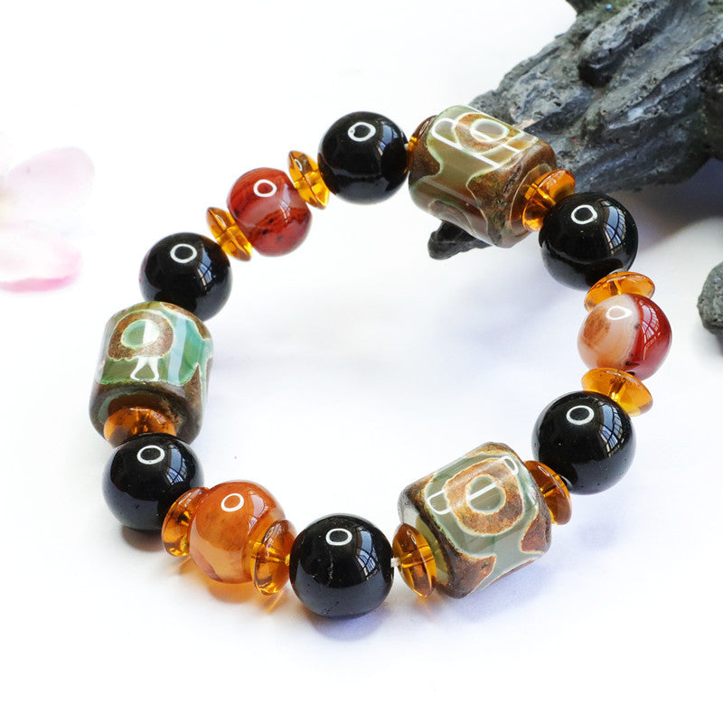 Tibetan Devil's Eye Red Agate Chalcedony Bracelet - Boosts Inner Peace and Serenity