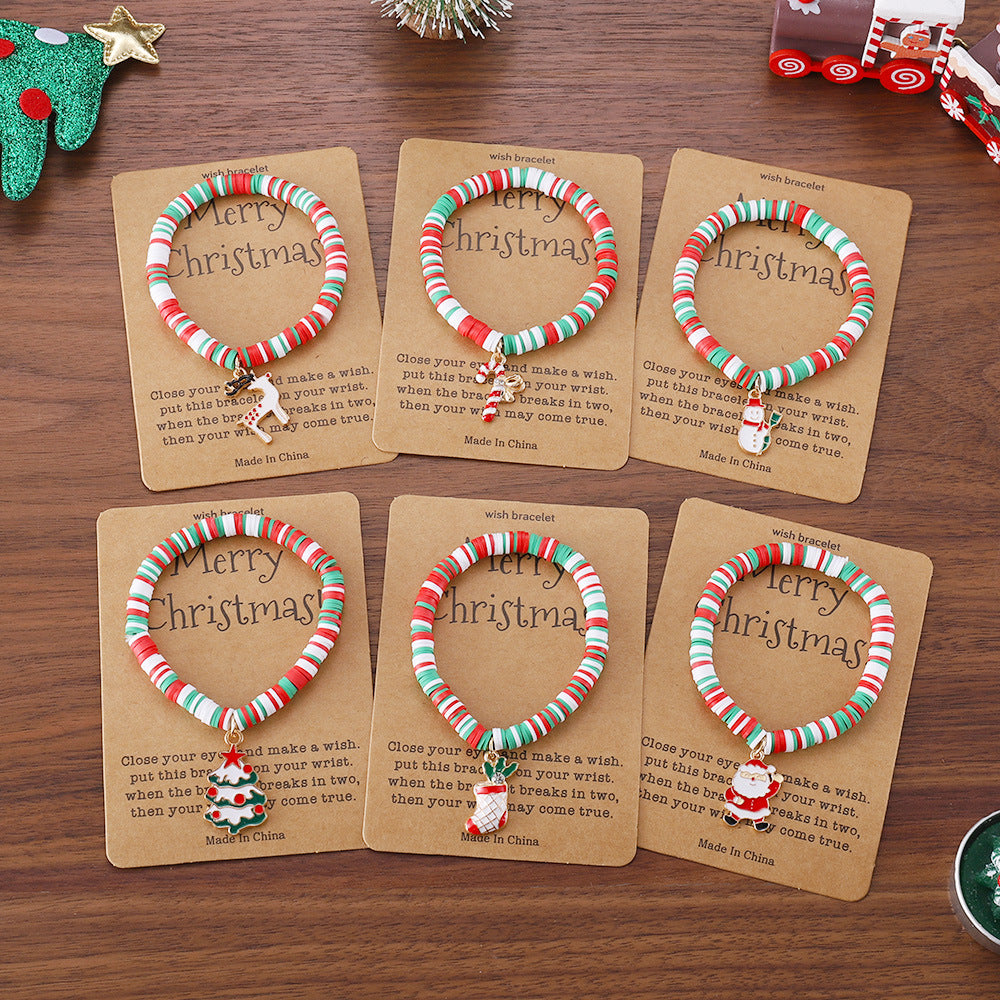 Christmas Element Card Bracelet Cute Elk Christmas Tree Woven Bracelet