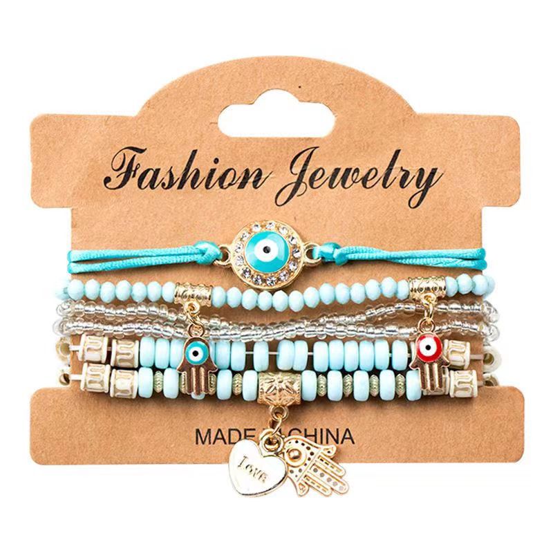 Bohemian Creative Devil's Eye Bracelet Palm Love All-Match Bead Multi-Layer Bracelet