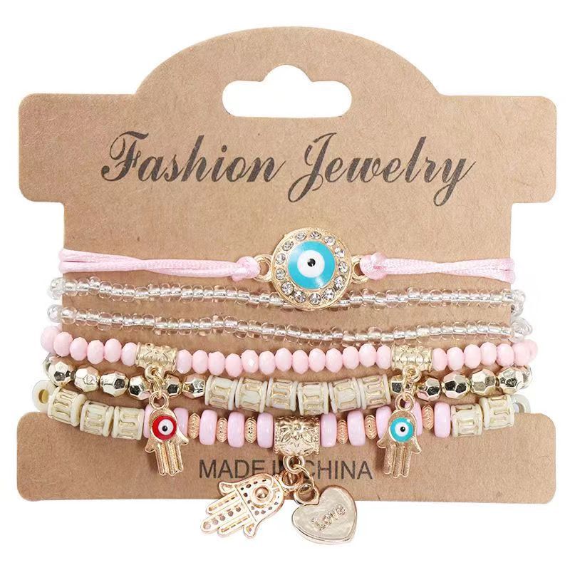 Bohemian Creative Devil's Eye Bracelet Palm Love All-Match Bead Multi-Layer Bracelet