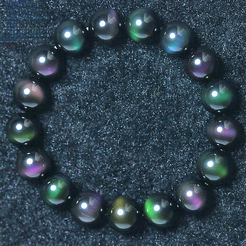 Natural Rainbow Tiger Eye Obsidian Bracelet Protection & Luck