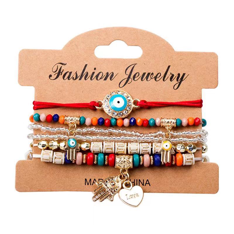 Bohemian Creative Devil's Eye Bracelet Palm Love All-Match Bead Multi-Layer Bracelet