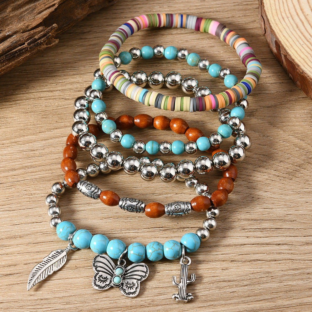 5 Sets Bohemian Butterfly Stackable Bead Bracelets