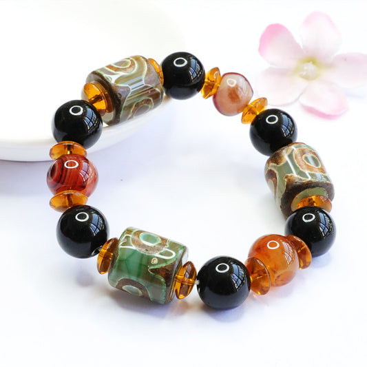 Tibetan Devil's Eye Red Agate Chalcedony Bracelet - Boosts Inner Peace and Serenity