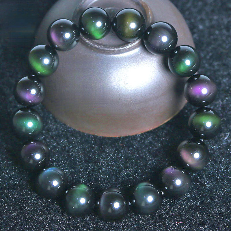 Natural Rainbow Tiger Eye Obsidian Bracelet Protection & Luck