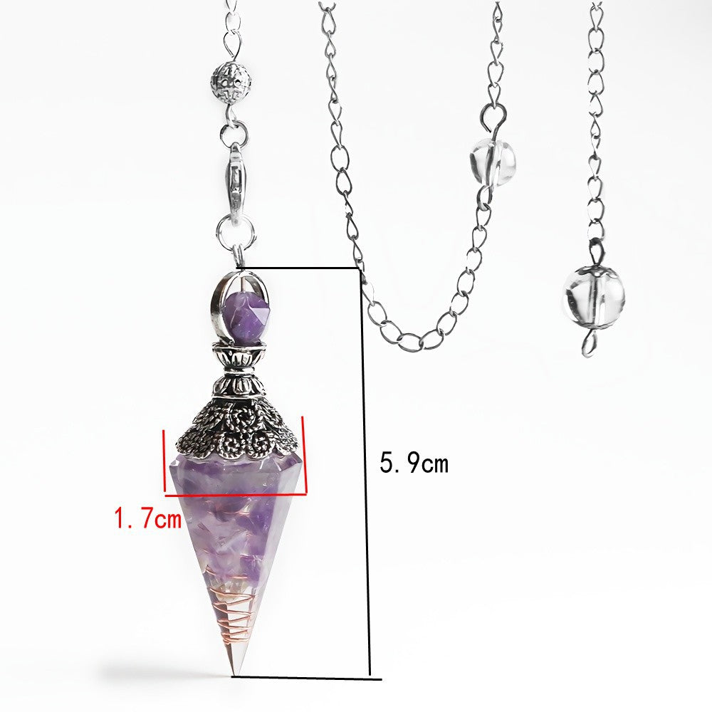 Amethyst Aquamarine Pendant Colorful Gem Hexagonal Cone Crystal Ornament