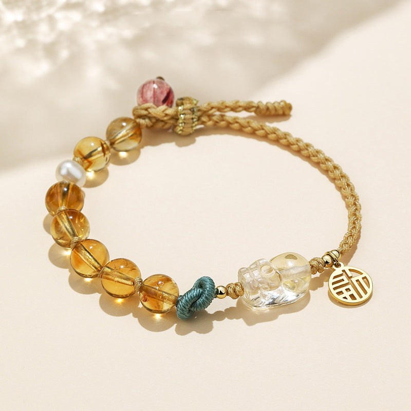 Citrine Lucky Bracelet  Hand Strap Bracelet Jewelry-  Energy- Fortune