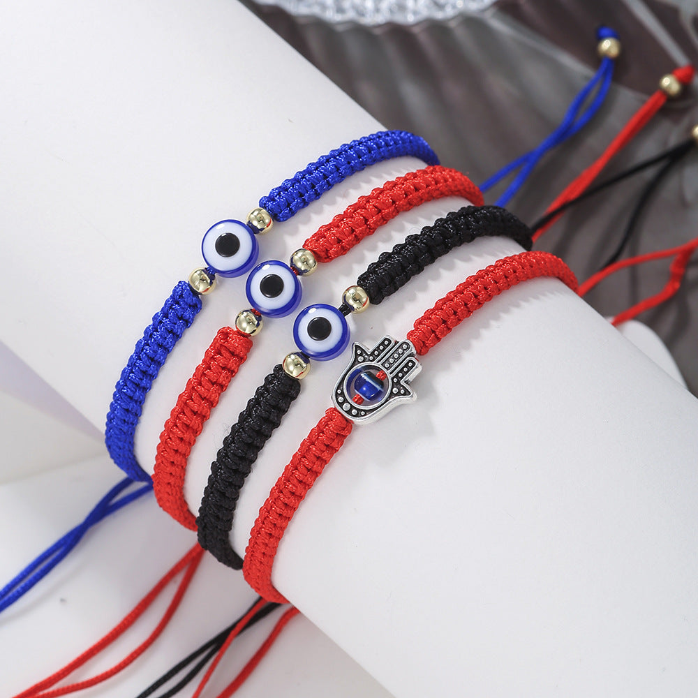 Woven Bracelet Fatima Palm Evil Eye Woven Adjustable Bracelet