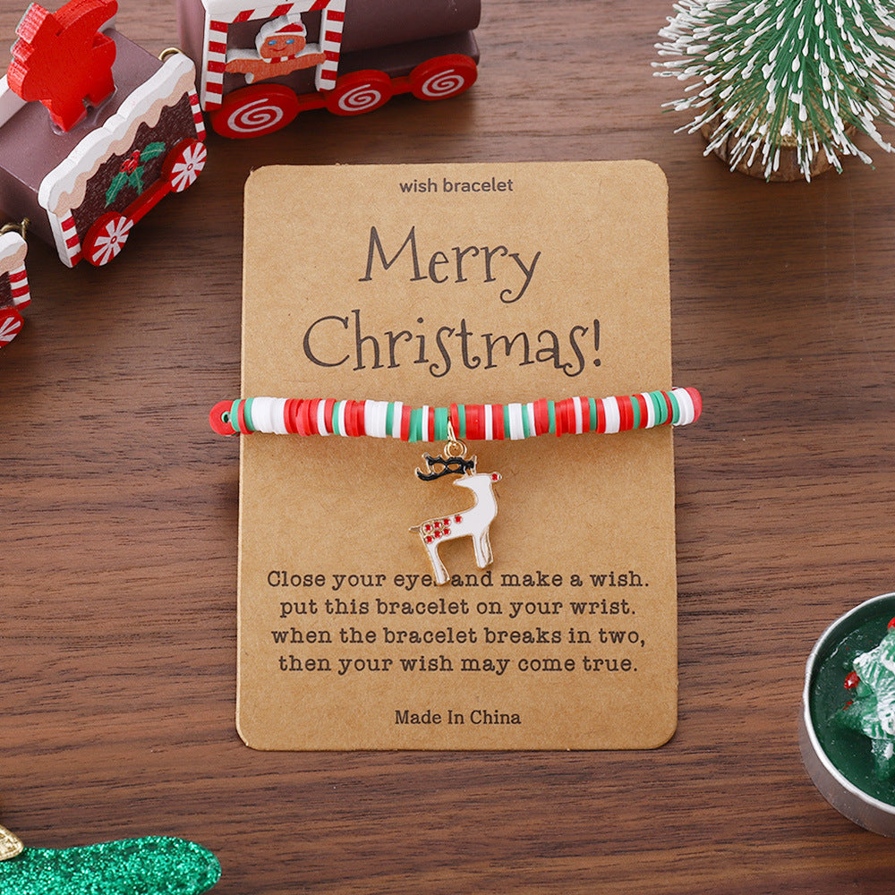 Christmas Element Card Bracelet Cute Elk Christmas Tree Woven Bracelet