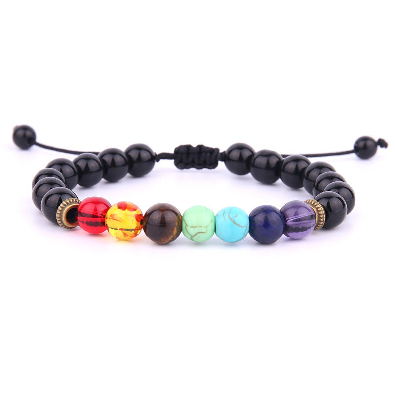 7 Chakra Handmade Beaded Tiger Eye Volcanic Rock Yoga Bracelet