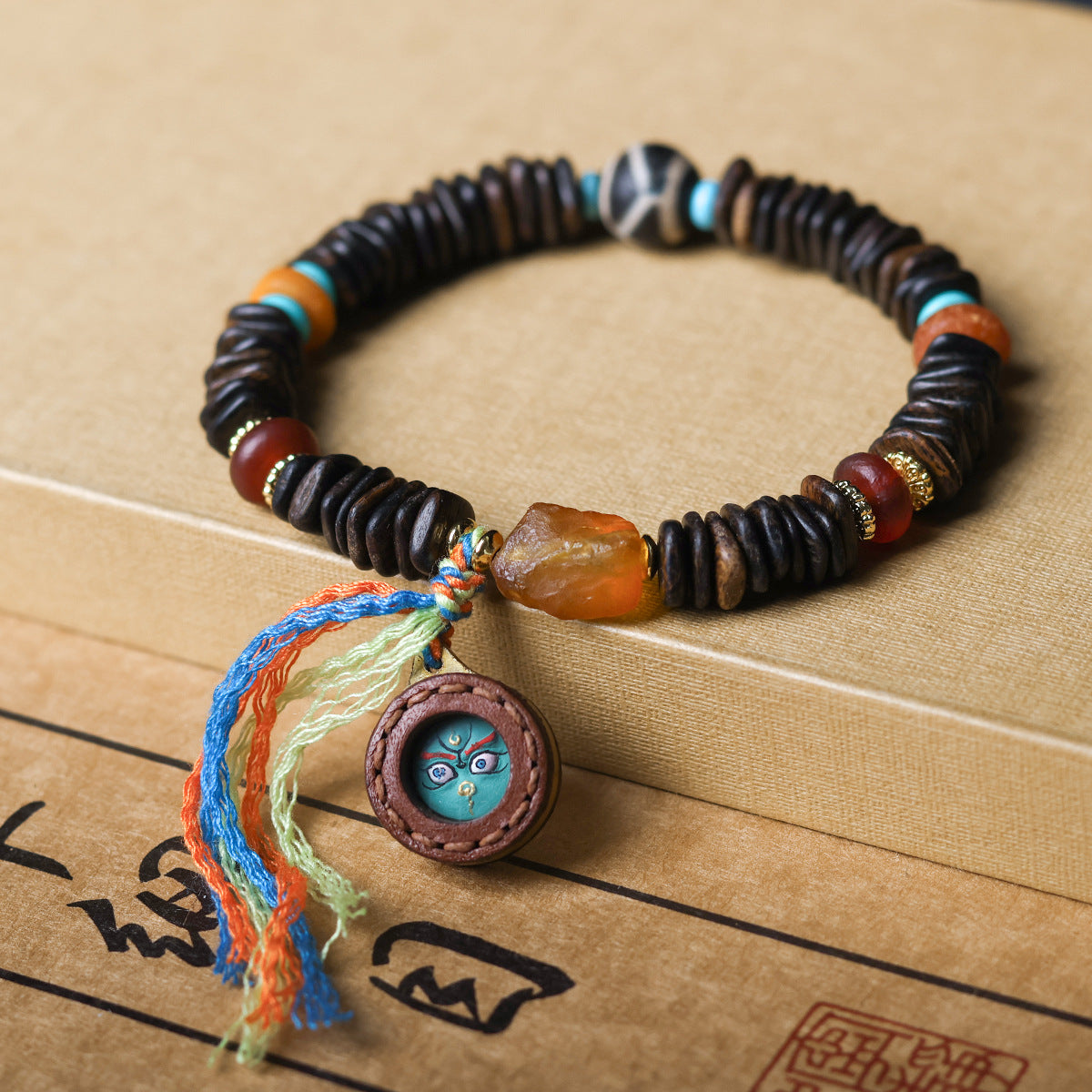 Tarakan Eaglewood Bracelet with Wealth Thangka Pendant -vitality