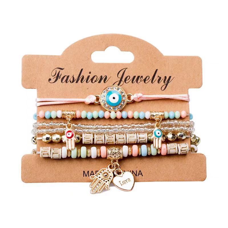 Bohemian Creative Devil's Eye Bracelet Palm Love All-Match Bead Multi-Layer Bracelet