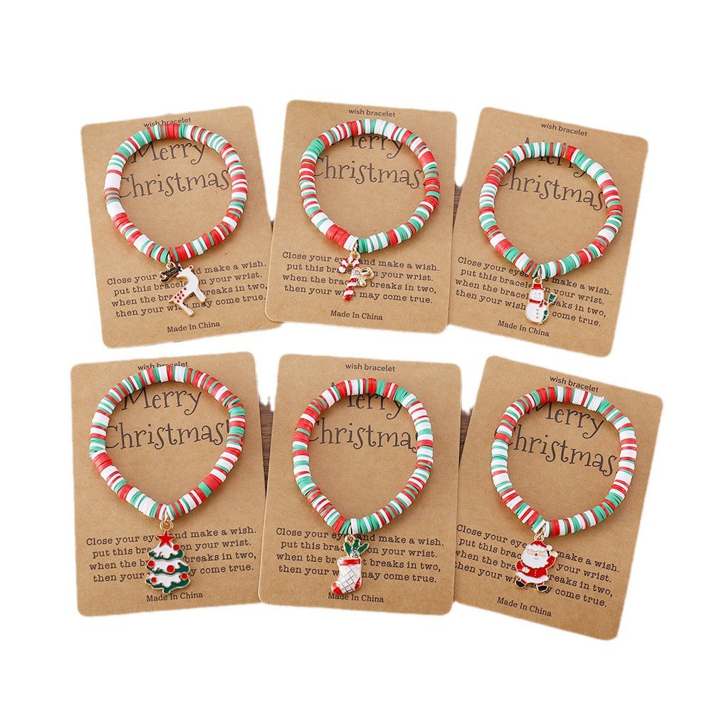 Christmas Element Card Bracelet Cute Elk Christmas Tree Woven Bracelet