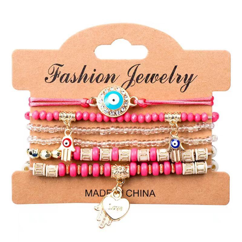 Bohemian Creative Devil's Eye Bracelet Palm Love All-Match Bead Multi-Layer Bracelet