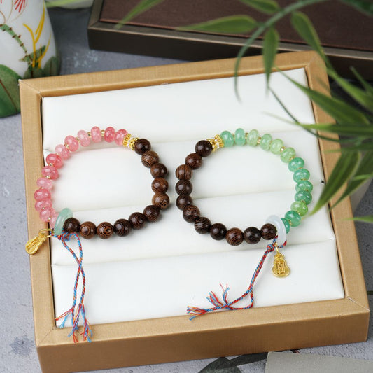 Zen Wooden Bead Sugar Heart Glaze Bracelet