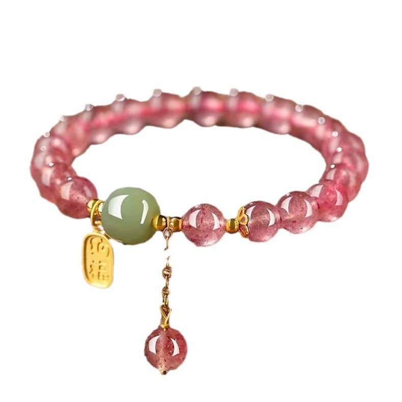 Pink Crystal Hetian Jade Bracelet