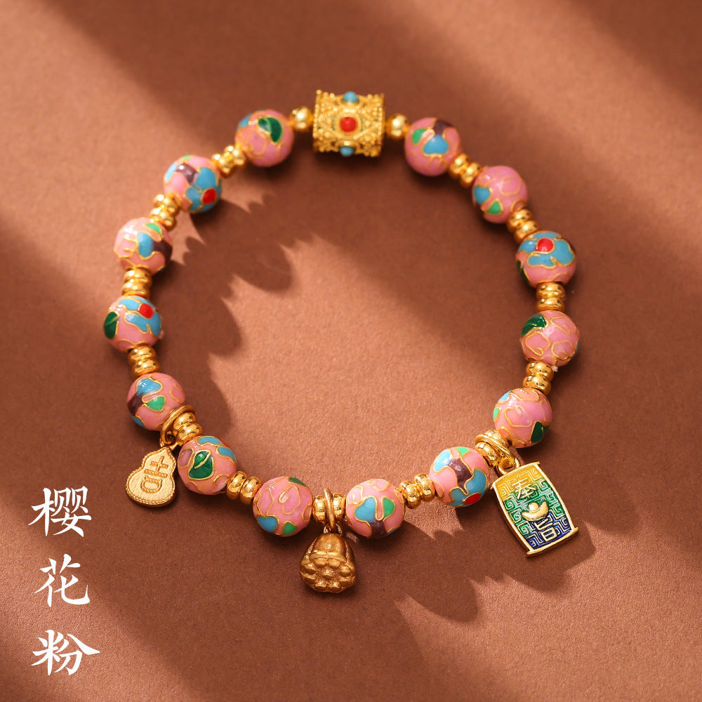 Fragrant Flower Ancient Chinese Traditional Ceramic  Bracelet - Promotes Serenity and Cultural Appreciation