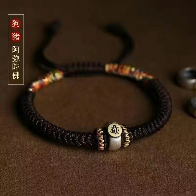 Tibetan Red Rope Amitabha Buddha Bracelet - Spiritual Life Companion