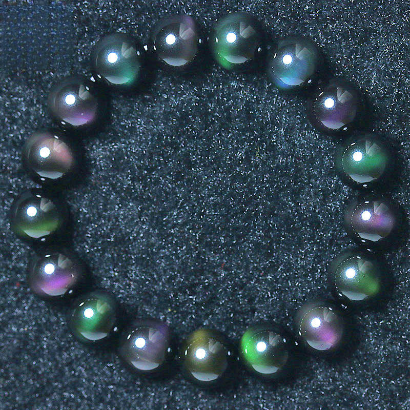 Natural Rainbow Tiger Eye Obsidian Bracelet Protection & Luck