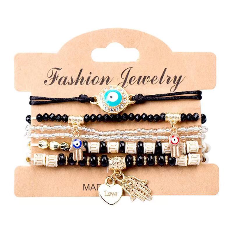 Bohemian Creative Devil's Eye Bracelet Palm Love All-Match Bead Multi-Layer Bracelet