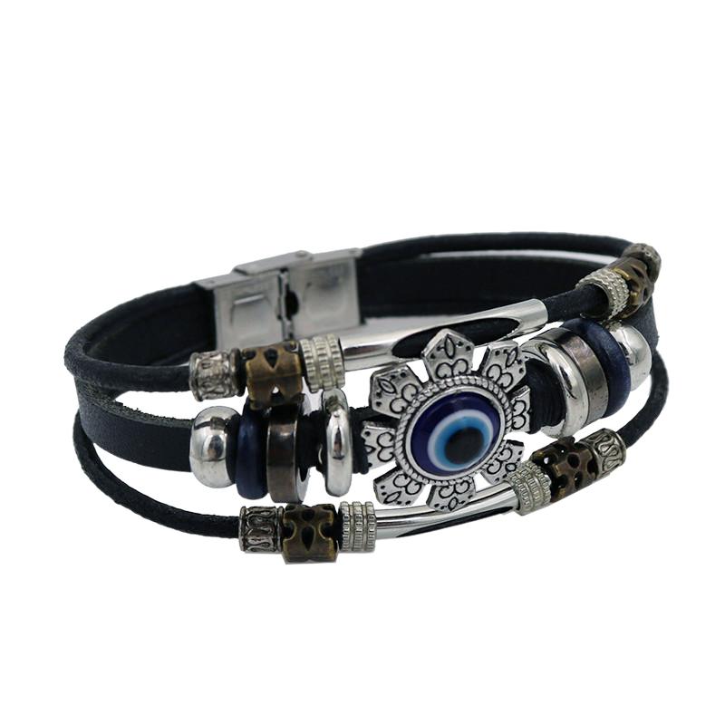 Evil Eye Bracelet Vintage Multi-Layer Beaded Leather Bracelet