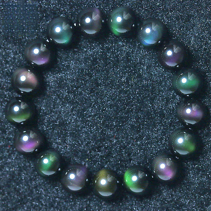 Natural Rainbow Tiger Eye Obsidian Bracelet Protection & Luck